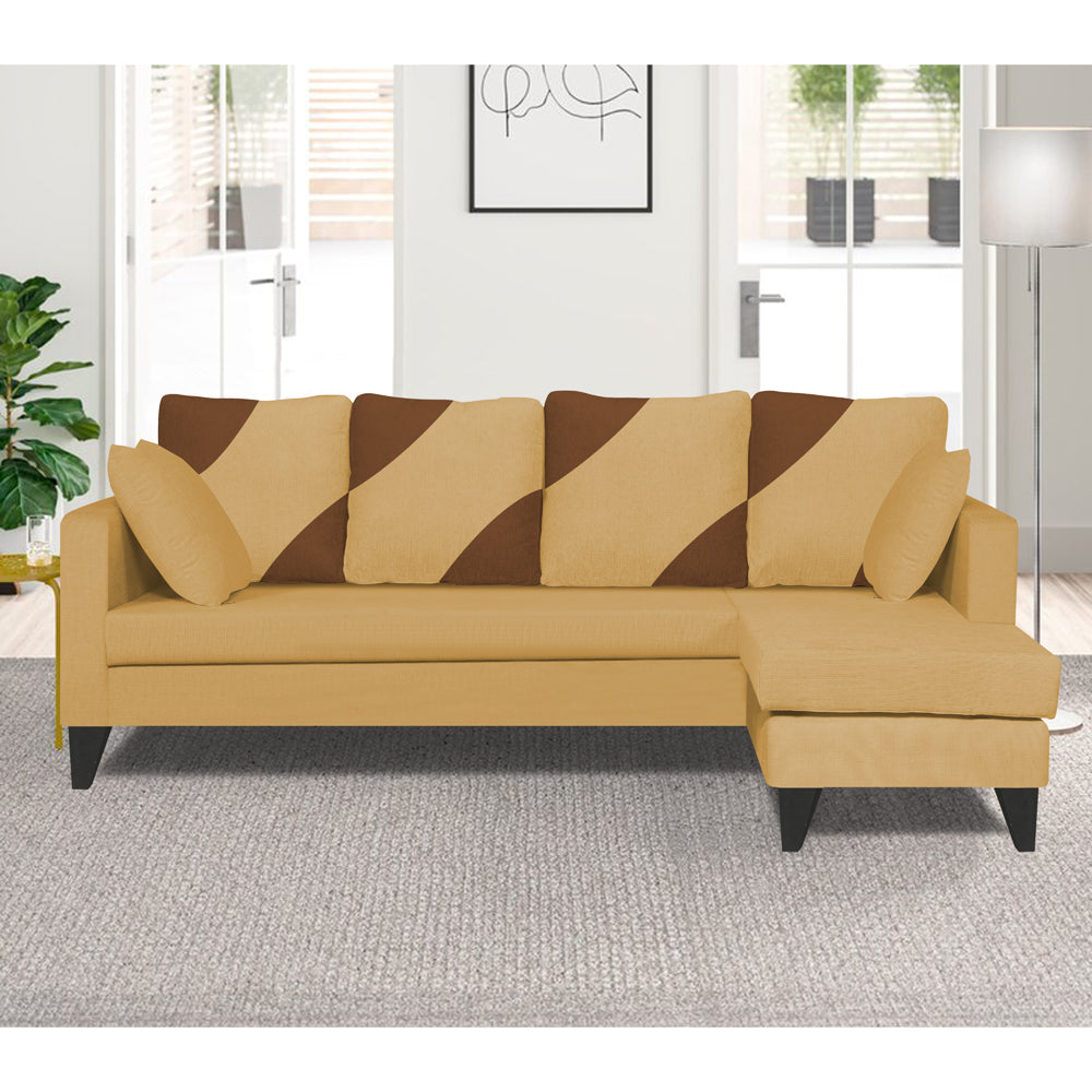 Adorn India Denver L Shape 5 Seater Sofa Set RHS (Beige) (3 Year Warranty)
