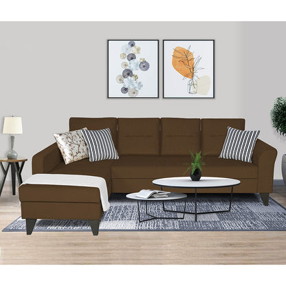 Adorn India Maddox Tufted L Shape 5 Seater Sofa Set (Left Hand Side) (Brown)