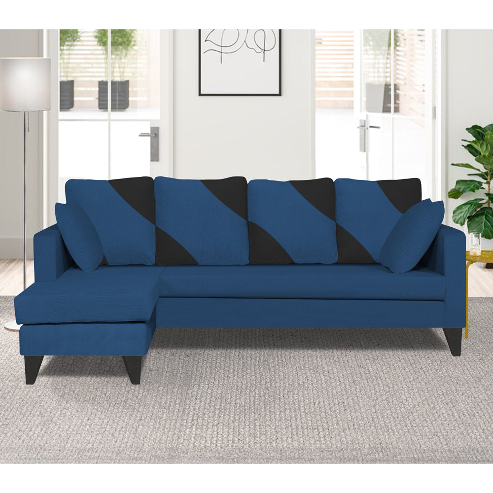 Adorn India Denver L Shape 5 Seater Sofa Set LHS (Blue) (3 Year Warranty)