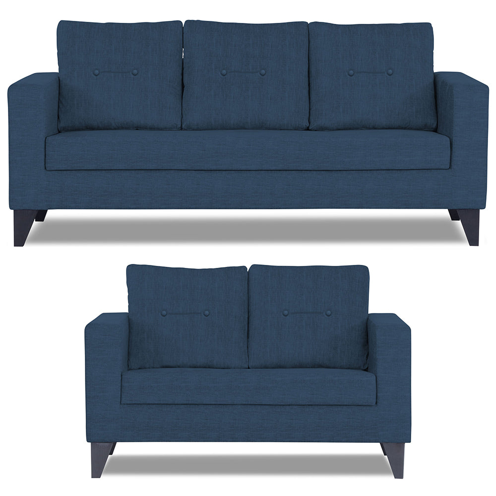 Adorn India Hallton Tufted 3-2 Five Seater Sofa Set (Blue)  (3 Year Warranty)