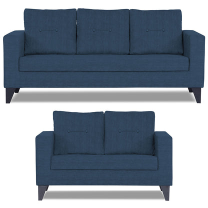 Adorn India Hallton Tufted 3-2 Five Seater Sofa Set (Blue)