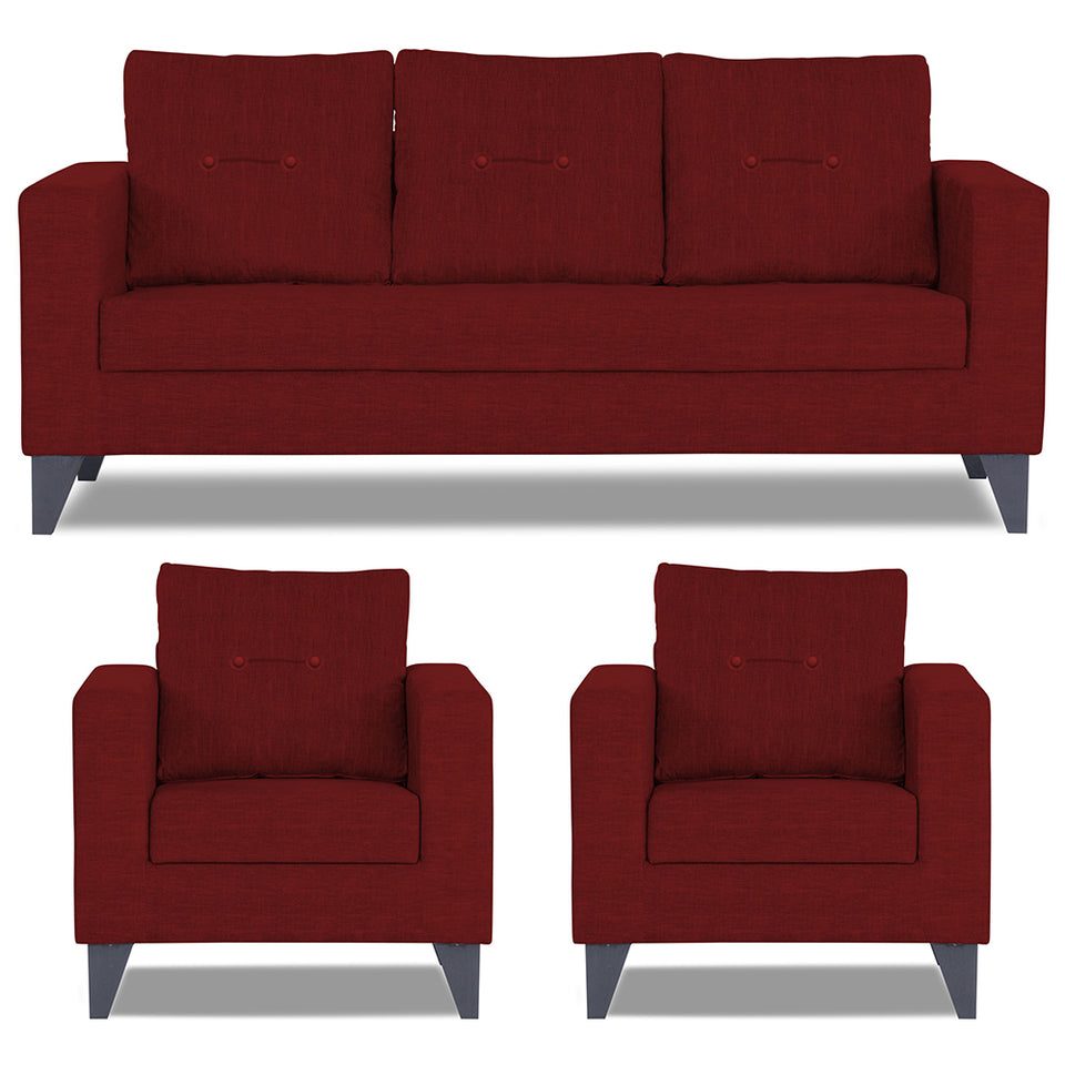 Hallton Tufted 3+1+1 5 Seater Sofa Set (Maroon)