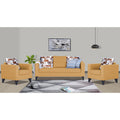 Adorn India Hallton Digitel Print Cushion 3+1+1 5 Seater Sofa Set (Beige) (3 Year Warranty)