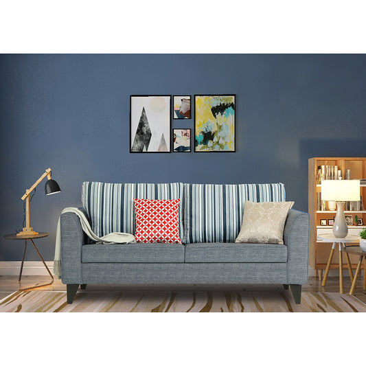 Adorn India Lawson Stripes 3 Seater Sofa (Grey)