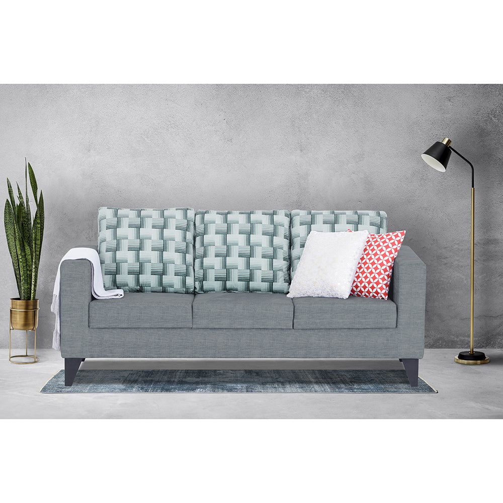 Adorn India Straight line Plus Bricks 3 Seater Sofa (Grey) (3 Year Warranty)