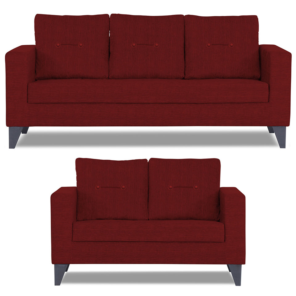 Hallton Tufted 3+2 5 Seater Sofa Set (Maroon)