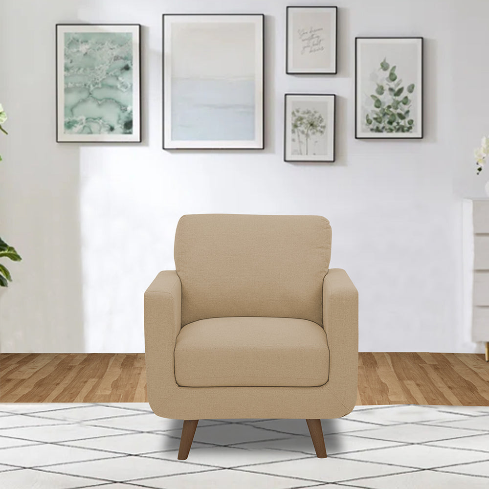 Adorn India Damian 1 Seater Sofa (Beige) (3 Year Warranty)