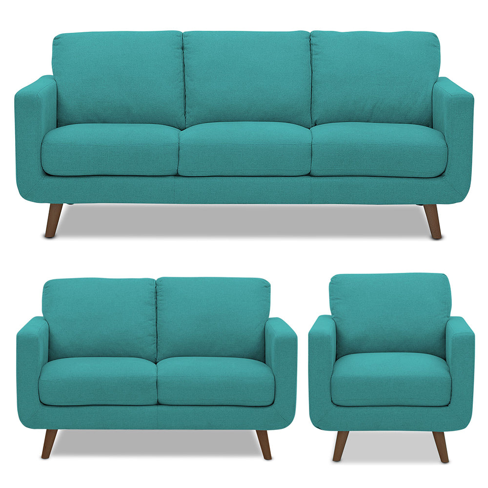 Adorn India Damian 3+2+1 6 Seater Sofa Set (Aqua Blue) (3 Year Warranty)