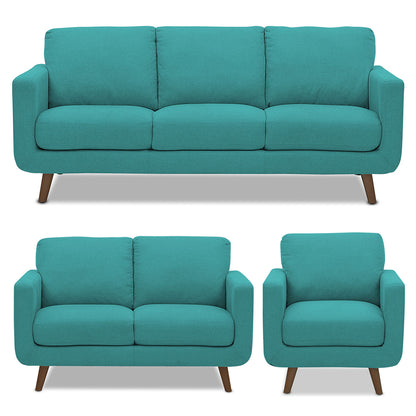 Adorn India Damian 3+2+1 6 Seater Sofa Set (Aqua Blue)