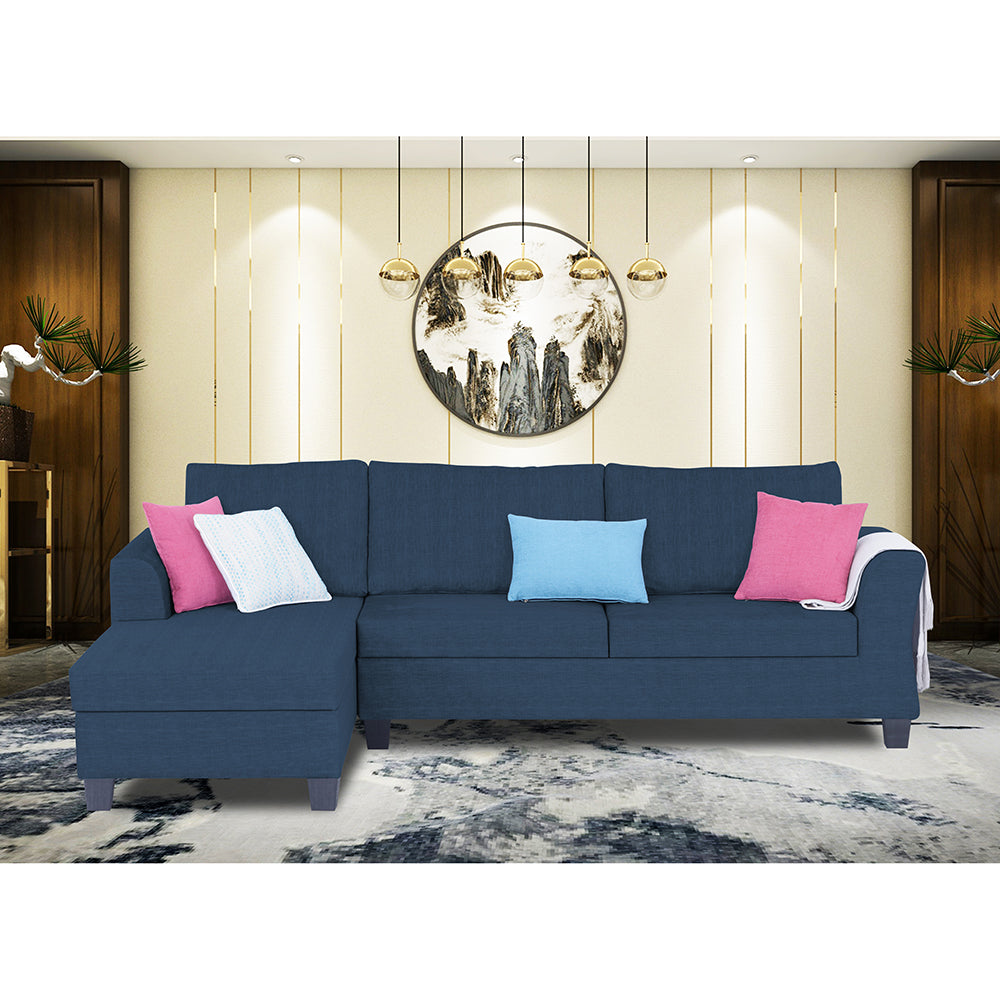 Adorn India Valencia Plus Decent L Shape 6 Seater Sofa Set (Left Hand Side) (Blue)