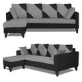 Adorn India Denver L Shape 5 Seater Sofa Set LHS (Grey & Black) (3 Year Warranty)
