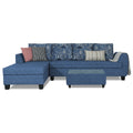 Raiden Crafty L Shape 6 Seater Sofa Set with Center Table (Left Hand Side) (Blue)