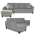Adorn India Maddox Plain L Shape 6 Seater Sofa Set LHS (Grey) (3 Year Warranty)