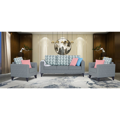 Adorn India Straight line Plus Bricks 3+1+1 5 Seater Sofa Set (Grey)