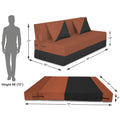 Adorn India Easy Desmond 2 Seater Sofa Cum Bed 4 x 6 (Rust & Black) (1 Year Warranty)