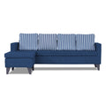 Adorn India Abington Stripes L Shape 5 Seater Sofa Set LHS (Blue) (3 Year Warranty)