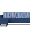 Adorn India Abington Stripes L Shape 5 Seater Sofa Set (Left Hand Side) (Blue)