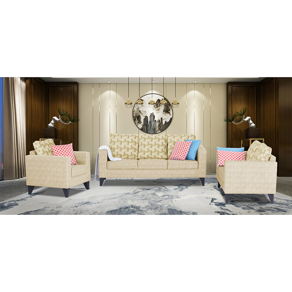 Adorn India Straight line Plus Bricks 3+2+1 6 Seater Sofa Set (Beige)