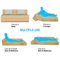 Adorn India Easy Alyn Plus Stripes 4 Seater Wood Sofa Cum Bed (6X6) (Beige) (1 Year Warranty)
