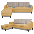 Adorn India Chandler Stripes L Shape 5 Seater Sofa Set LHS (Beige) (3 Year Warranty)