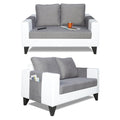 Adorn India Ashley Plain Leatherette Fabric 2 Seater Sofa (Grey & White) (3 Year Warranty)