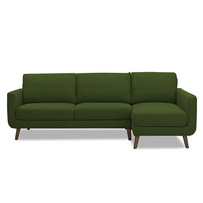 Adorn India Damian L Shape 6 Seater Sofa Set Right Hand Side (Green)