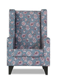 Adorn India Christopher 1 Seater Wing Chair Floral Print with Puffy (Grey)
