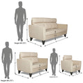 Adorn India Cardello 3-2-1 Six Seater Sofa Set (Beige) (3 Year Warranty)
