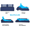 Adorn India Foam Easy Alyn Plus Stripes 3 Seater Sofa Cum Bed (5X6) (Blue) (1 Year Warranty)