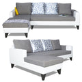 Adorn India Ashley Leatherette Fabric L Shape 6 Seater Sofa Set Digitel Print (Left Hand Side) (Grey & White) (3 Year Warranty)