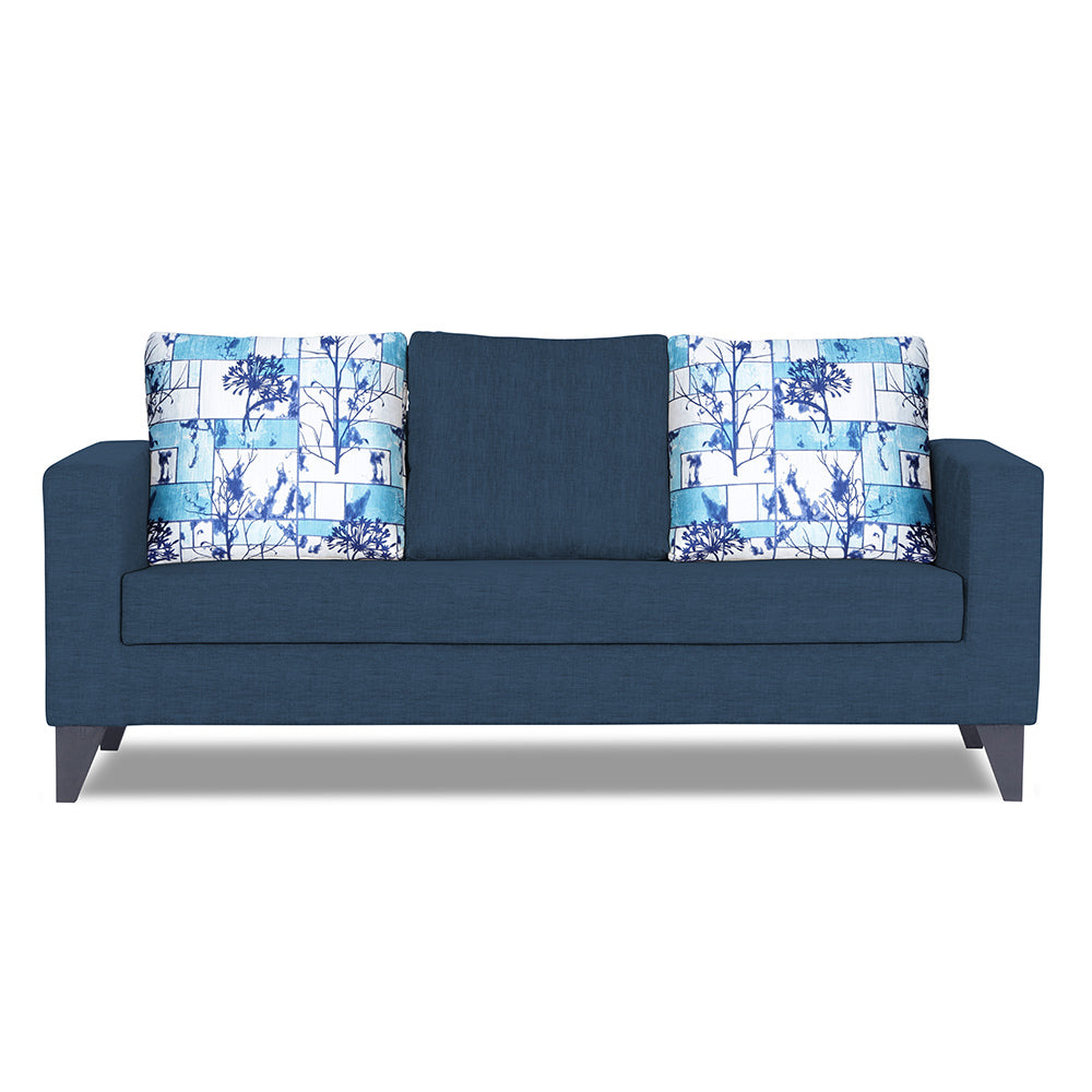 Adorn India Hallton Digitel Print Cushion 3 Seater Sofa (Blue)