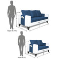 Adorn India Ashley Plain Leatherette Fabric 3-2 Five Seater Sofa Set (Blue & White) (3 Year Warranty)