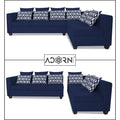 Adorn India Poland L Shape 5 Seater Sofa Set - Right Side (Blue)