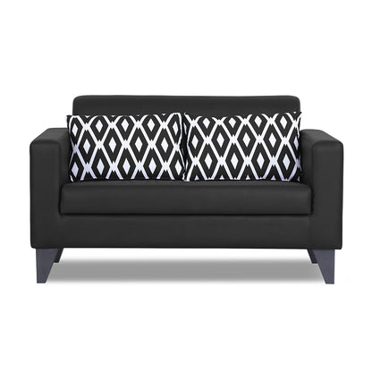 Adorn India Bladen Leatherette 2 Seater Sofa (Black)