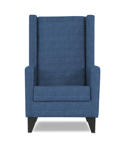 Adorn India Christopher 1 Seater Wing Chair Decent with Puffy (Blue)