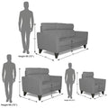 Adorn India Cardello 3-2-1 Six Seater Sofa Set (Grey) (3 Year Warranty)