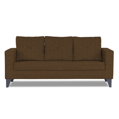Adorn India Hallton Tufted 3 Seater Sofa Set (Brown)