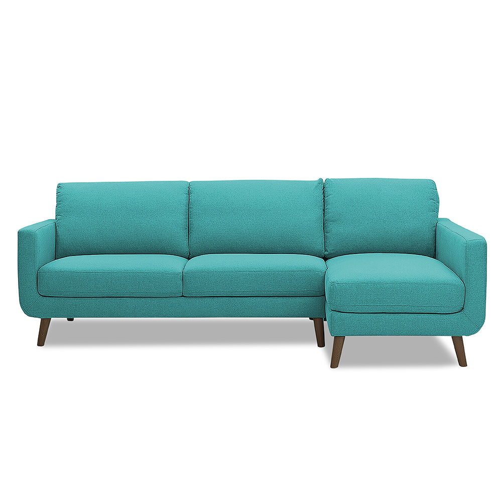 Adorn India Damian L Shape 6 Seater Sofa Set Right Hand Side (Aqua Blue)