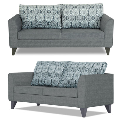 Adorn India Cortina Damask (3 Years Warranty) 3+1+1 5 Seater Sofa Set with Centre Table (Grey) Modern