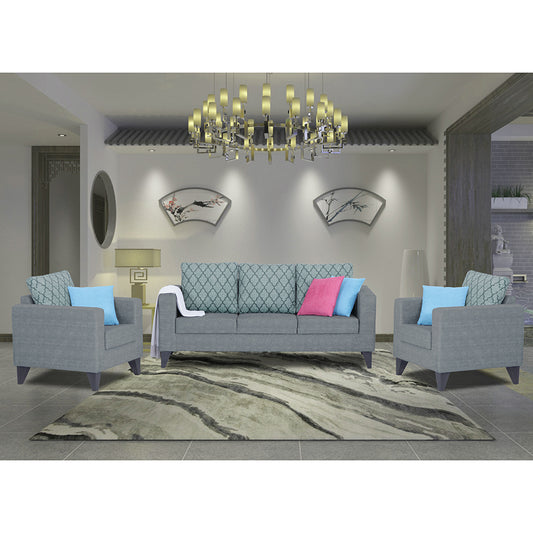 Adorn India Straight line Plus Blossom 3+1+1 5 Seater Sofa Set (Grey)
