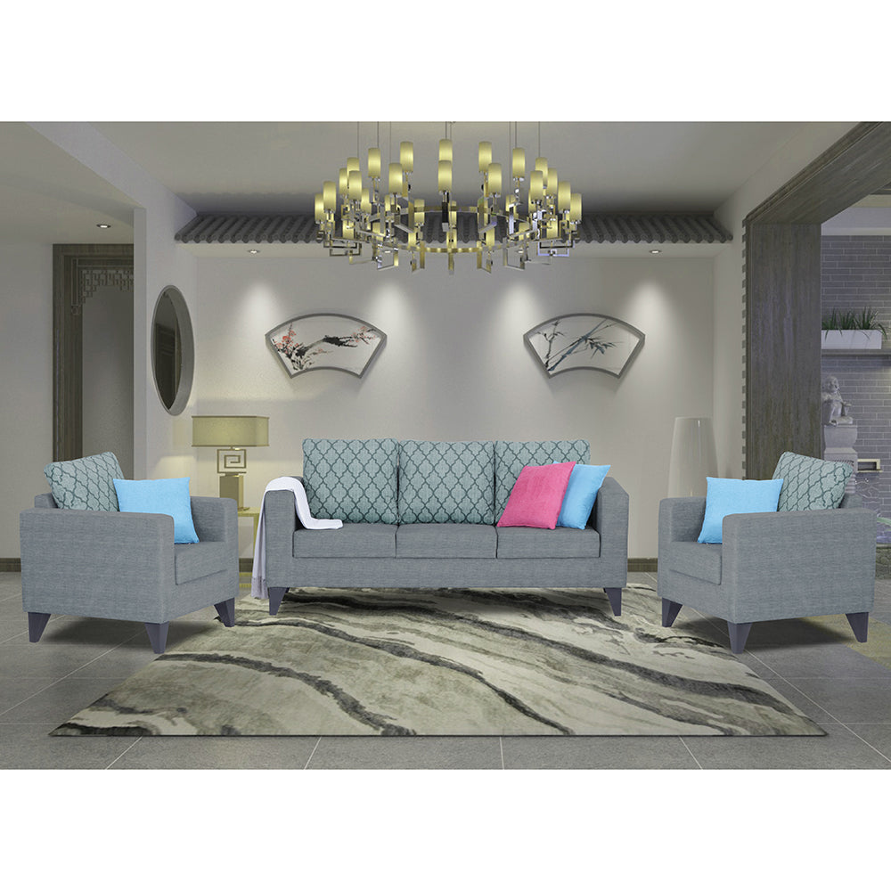 Adorn India Straight line Plus Blossom 3+1+1 5 Seater Sofa Set (Grey)