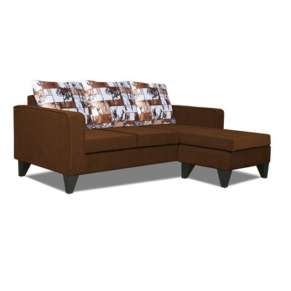 Adorn India Hallton L Shape 4 Seater Sofa Set Digital Print (Brown)