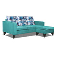 Adorn India Wood Hallton L Shape 4 Seater Sofa Set Digital Print (Aqua Blue) (3 Year Warranty)