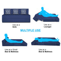 Adorn India Easy 3 Seater Sofa Cum Bed (Rhombus Pattern) Chennile Fabric - Washable Cover - Including 3 Cushion - Size 5' x 6' Ft (Blue Color) Perfect for Home & Office for Guests