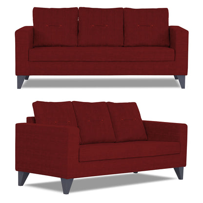 Adorn India Hallton Tufted 3+2 5 Seater Sofa Set (Maroon)