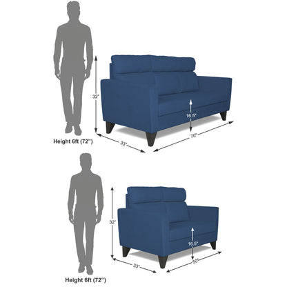 Adorn India Cardello 3-2 Five Seater Sofa Set (Blue)