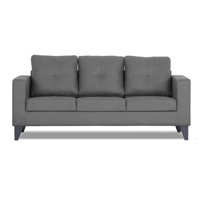 Adorn India Straight line Plus Premium Leatherette Suede 3 Seater Sofa (Grey)