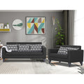 Adorn India Bladen Leatherette 3+2 5 Seater Sofa Set (Black)