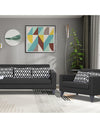 Adorn India Bladen Leatherette 3+2 5 Seater Sofa Set (Black)