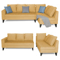 Adorn India Bryson L Shape 6 Seater Sofa Set Plain (Right Hand Side) (Beige) (3 Year Warranty)